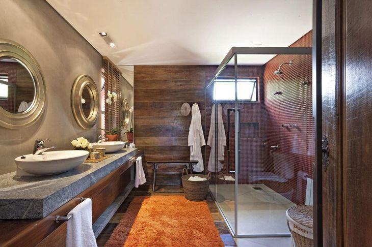 Banheiros Decorados com Pastilhas: 10 ideias e dicas 5 Requinte para o banheiro do casal