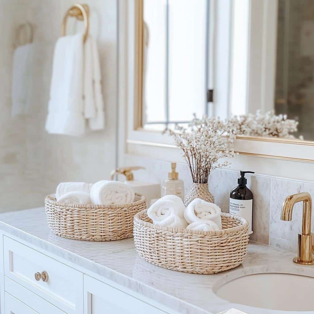 Cestas Decorativas para Banheiro: 7 Formas de Organizar com Estilo 4 Cestas Decorativas para Banheiro: 7 Formas de Organizar com Estilo