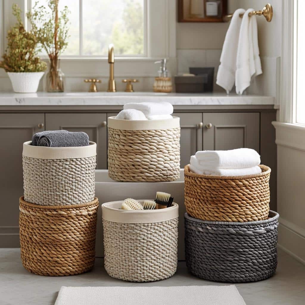 Cestas Decorativas para Banheiro: 7 Formas de Organizar com Estilo 2 Cestas Decorativas para Banheiro: 7 Formas de Organizar com Estilo
