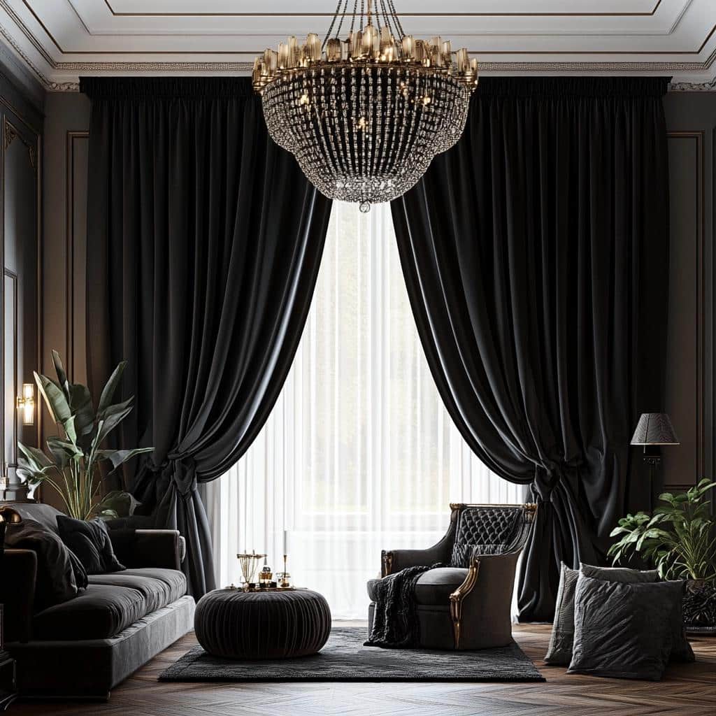 Cortina preta: 10 decorações para um espaço luxuoso e único. 4 Cortina preta: 35 decorações para um espaço luxuoso e único