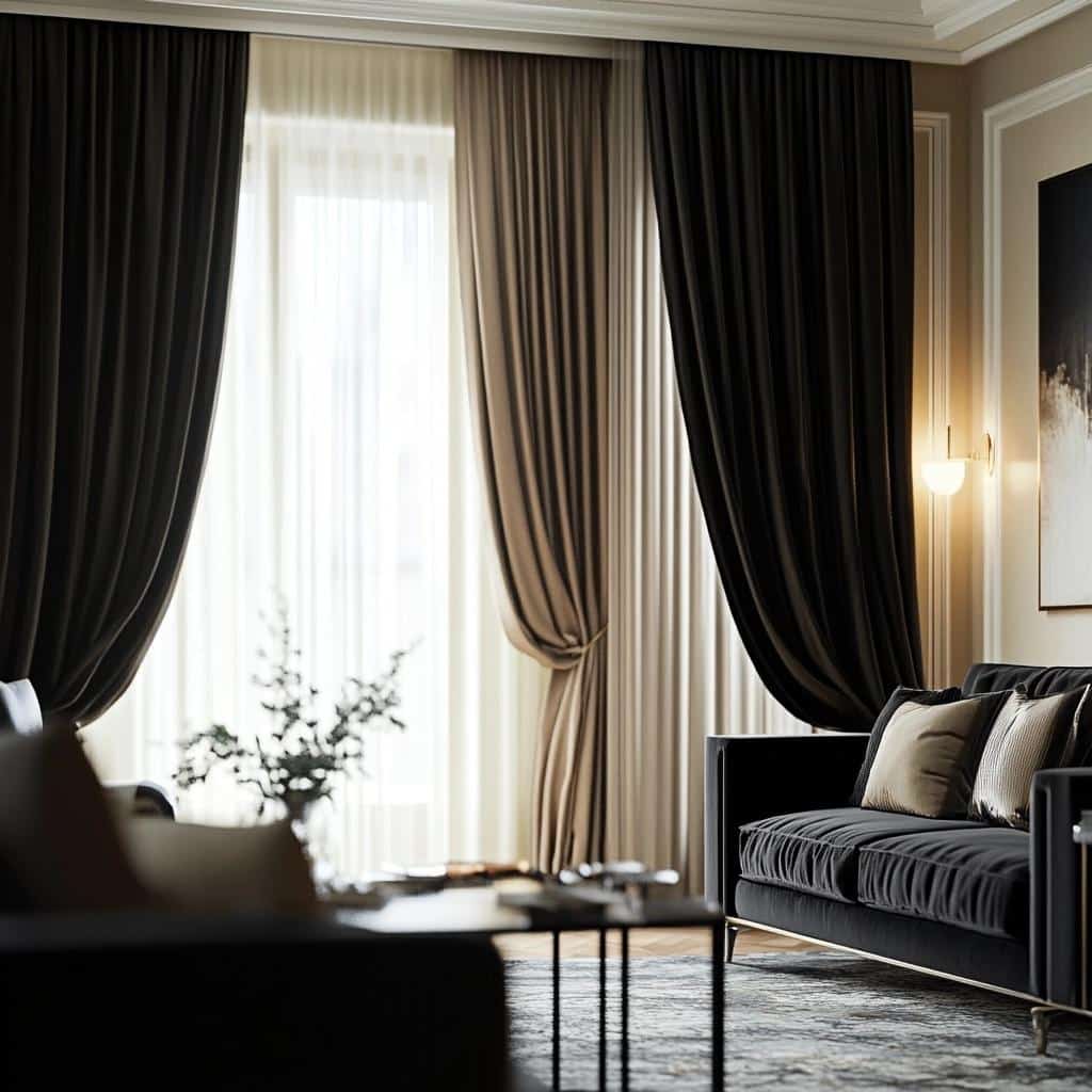 Cortina preta: 10 decorações para um espaço luxuoso e único. 6 Cortina preta: 35 decorações para um espaço luxuoso e único
