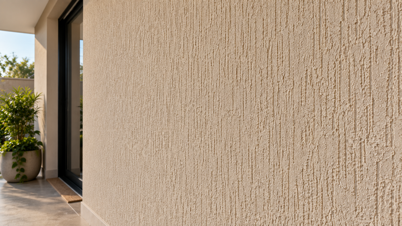 Textura de parede: tipos, efeitos e como escolher a melhor para cada ambiente 2 Parede com textura grafiato e ranhuras verticais