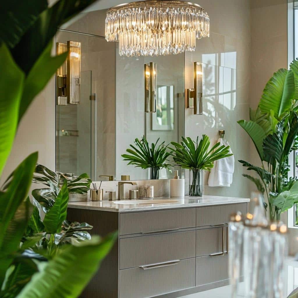 Lustre para banheiro: 10 imagens para inspirar a sua decoração 6 Lustre para banheiro: 65 imagens para inspirar a sua decoração