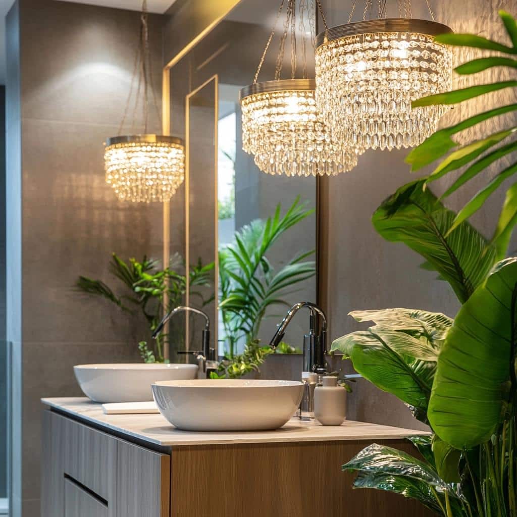 Lustre para banheiro: 10 imagens para inspirar a sua decoração 8 Lustre para banheiro: 65 imagens para inspirar a sua decoração
