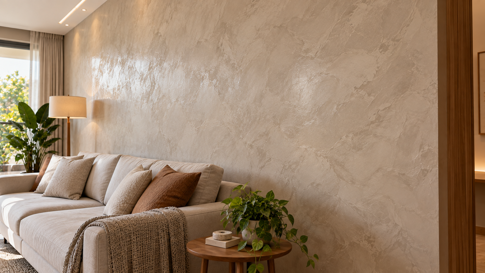 Textura de parede: tipos, efeitos e como escolher a melhor para cada ambiente 7 Parede com marmorato e efeito marmorizado decorativo