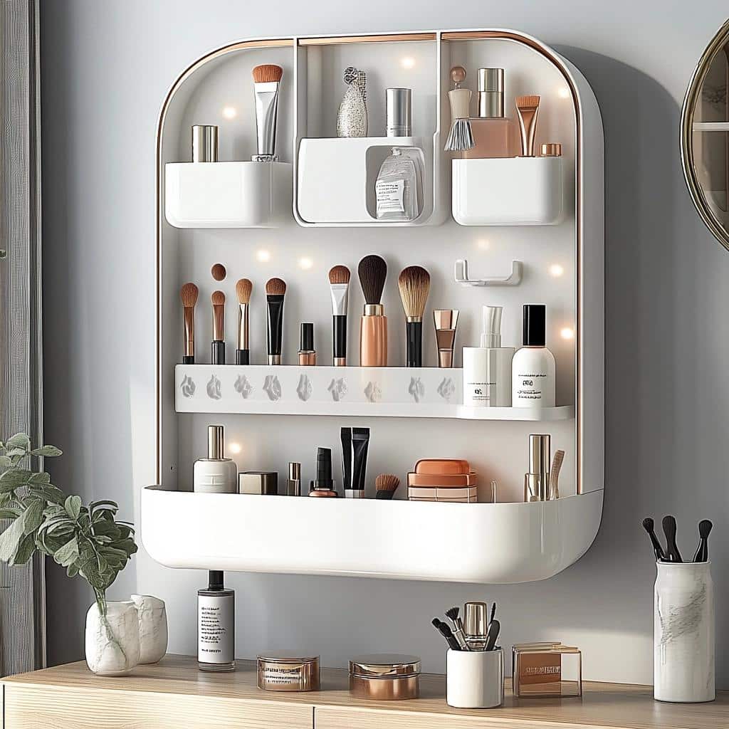 Organizadores de Maquiagem de Parede: 8 Soluções para Quartos Modernos 2 Organizadores de Maquiagem de Parede: 8 Soluções para Quartos Modernos