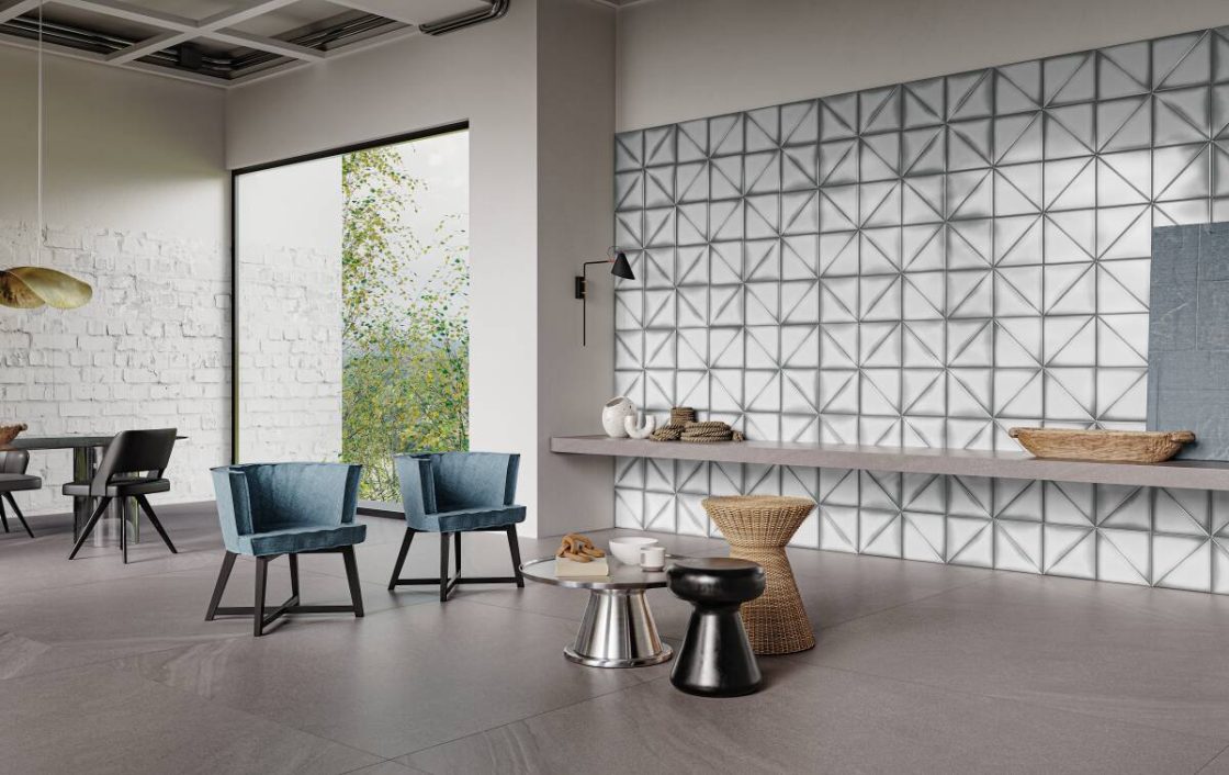 Revestimento 160x160: Inovação em Porcelanato para Projetos 7 Antracita é uma das cores da linha Ms. Barcelona disponível no formato 160×160