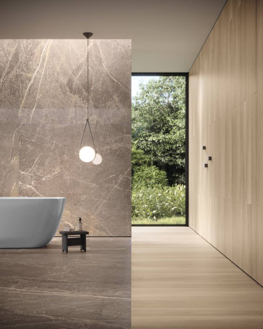 Revestimento 160x160: Inovação em Porcelanato para Projetos 2 Em opções natural e polido, Or de Cacau é mármore marrom e elegante