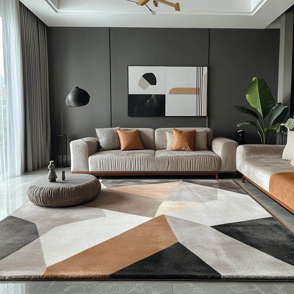 Tapetes Geométricos: 6 Formas de Adicionar Estilo à Sala de Estar 4 Tapetes Geométricos: 6 Formas de Adicionar Estilo à Sala de Estar