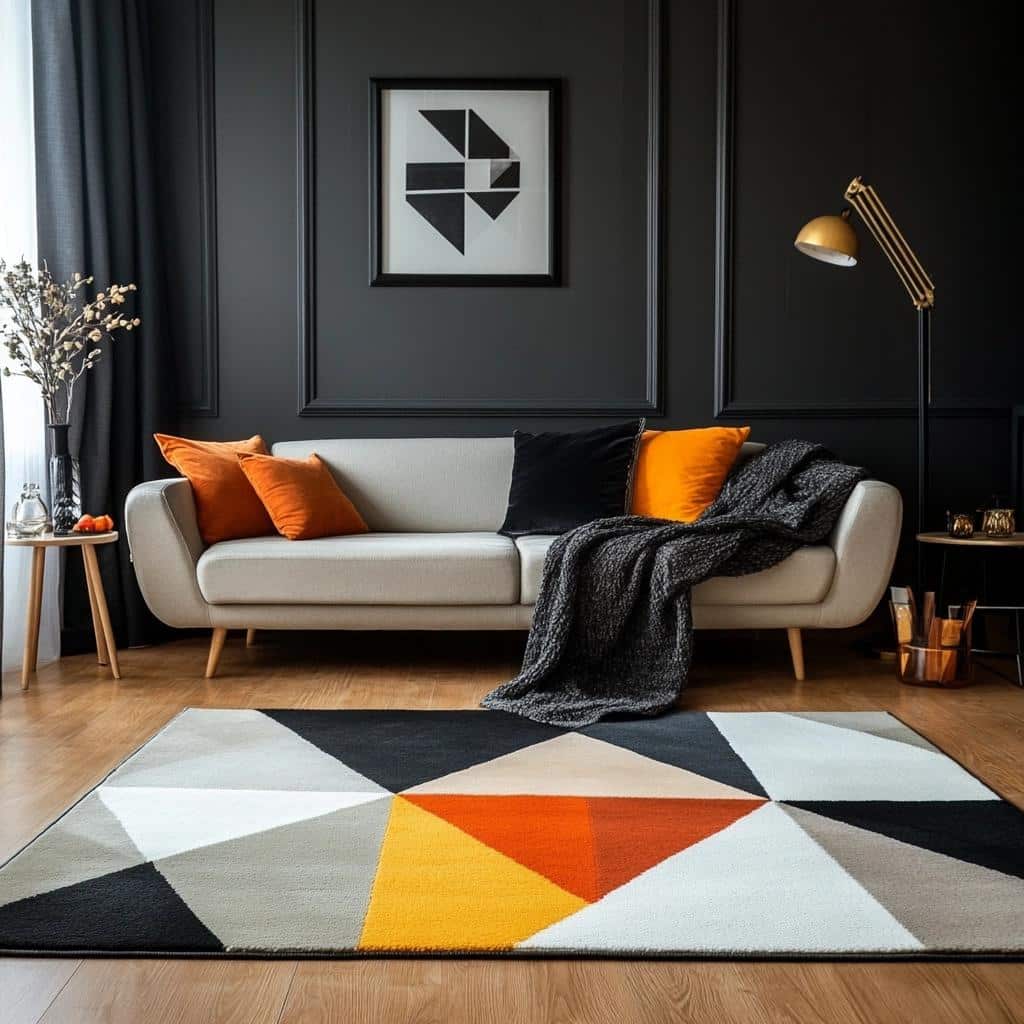 Tapetes Geométricos: 6 Formas de Adicionar Estilo à Sala de Estar 3 Tapetes Geométricos: 6 Formas de Adicionar Estilo à Sala de Estar