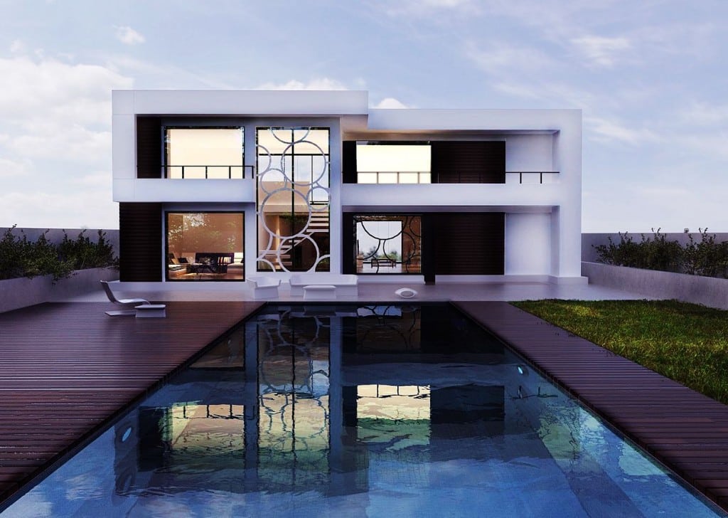 Imagem de uma casa de alto padrão, com detalhes sofisticados e design moderno.