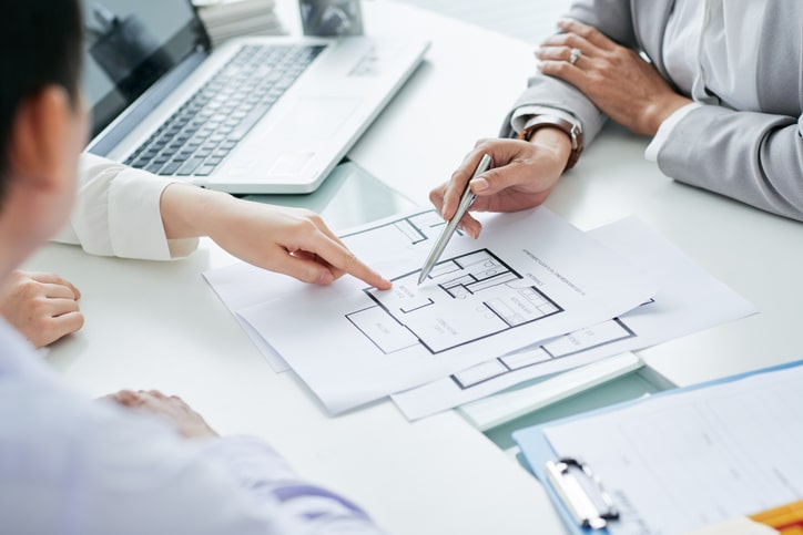 Imagem de uma planta baixa utilizada em projetos de arquitetura