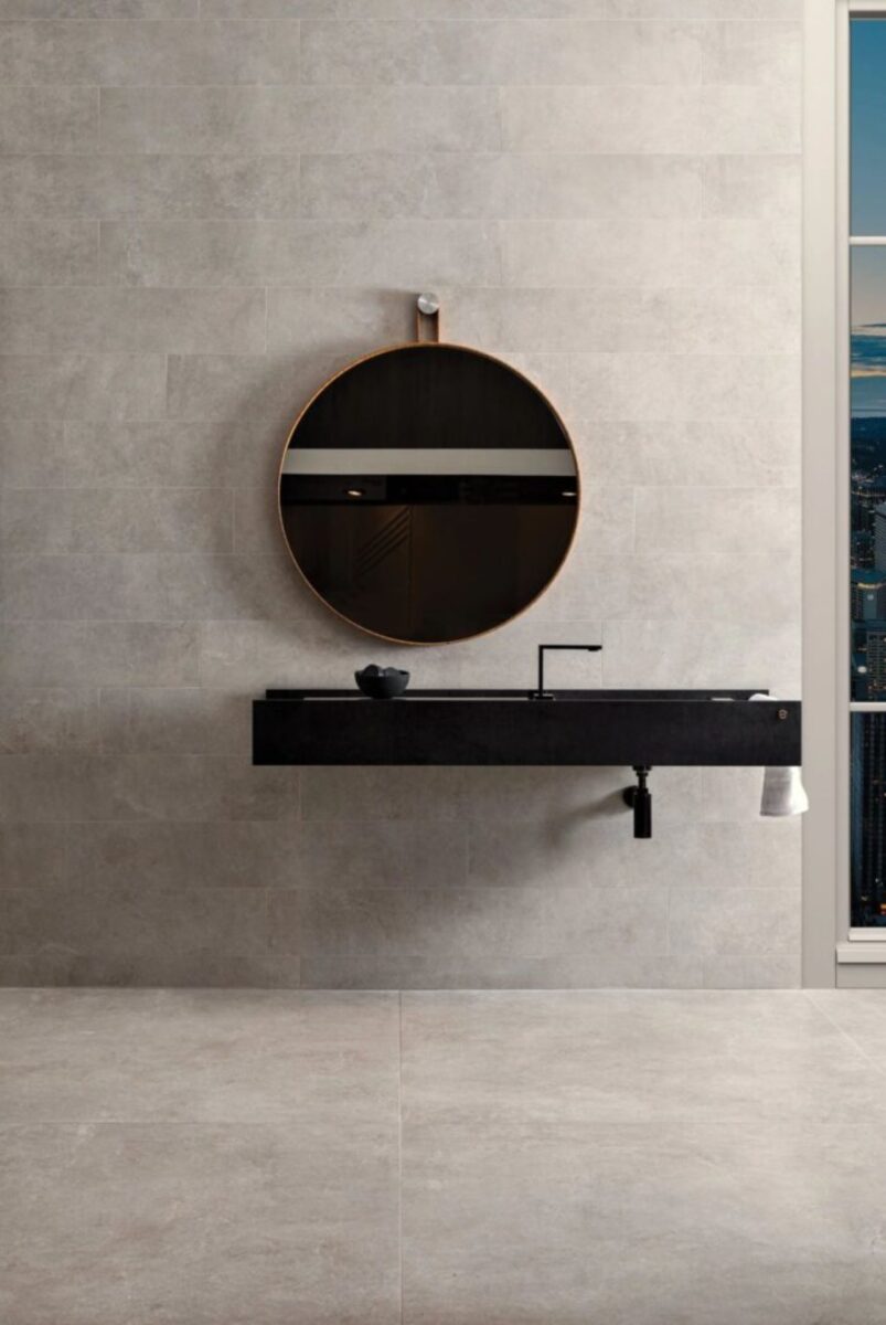 Claro! Por favor, forneça o título que você gostaria que eu reescrevesse seguindo a regra mencionada. 9 Lavabo com tons escuros e revestimento cinza.