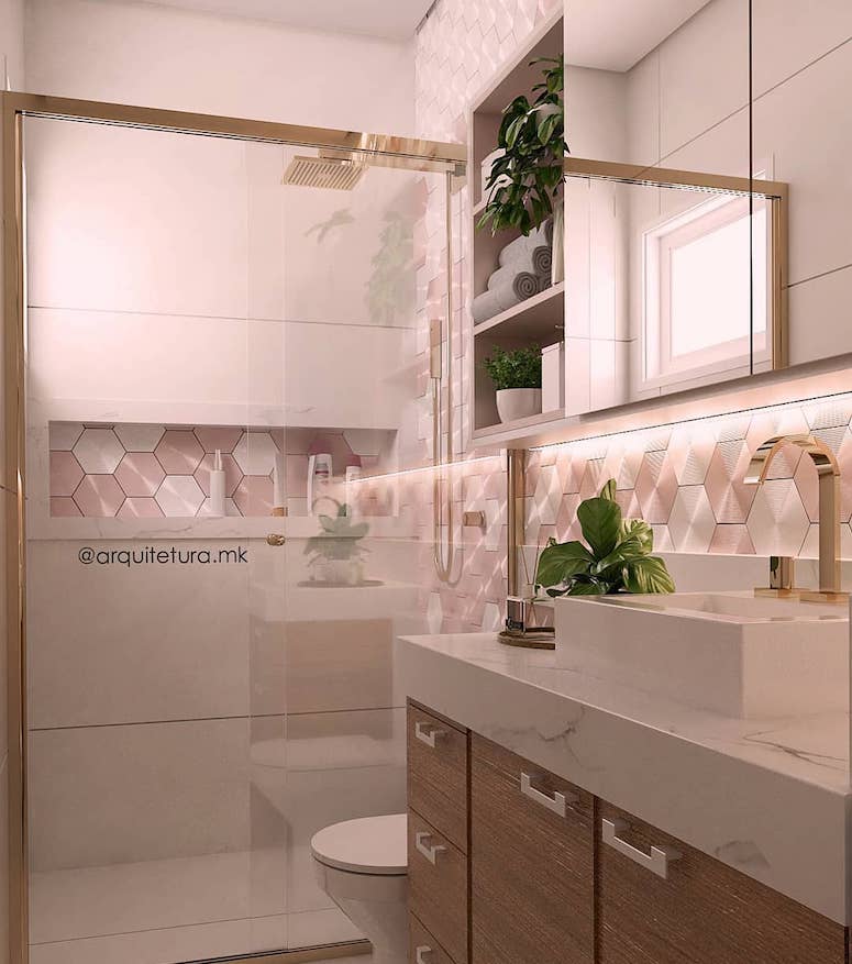 Banheiro feminino: 10 inspirações para a sua reforma 9 Banheiro feminino com boa iluminação