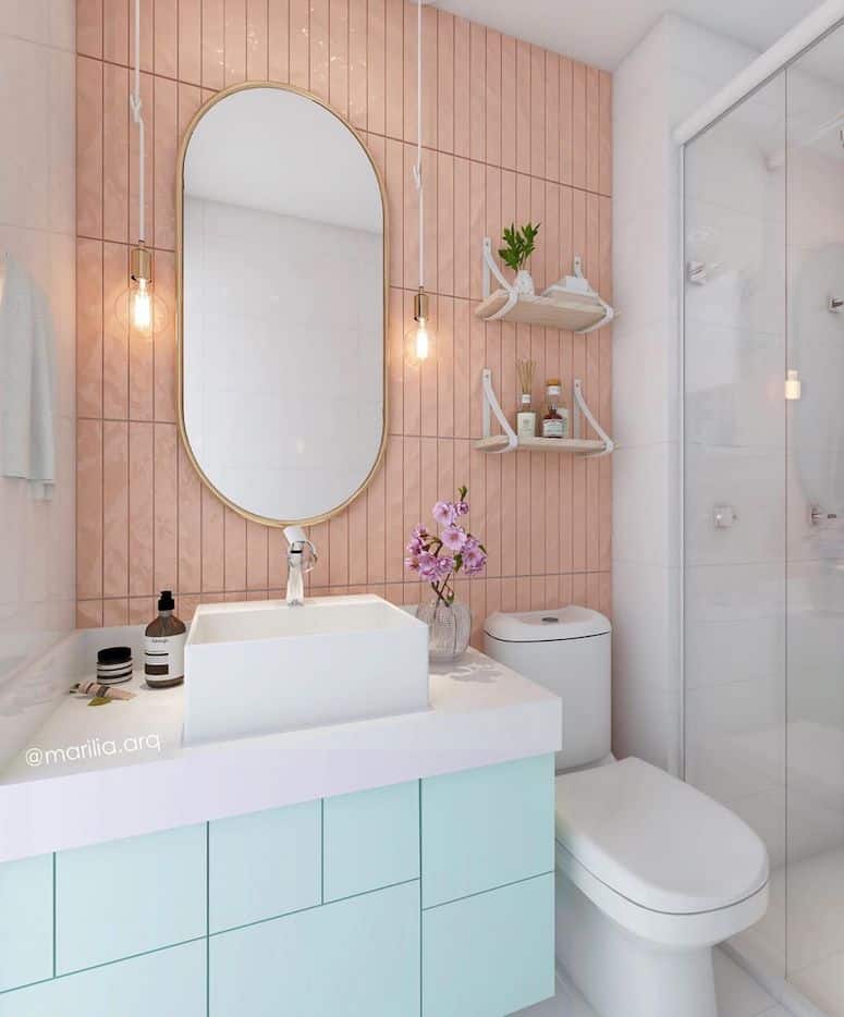 Banheiro feminino: 10 inspirações para a sua reforma 2 Banheiro feminino com tom pastel