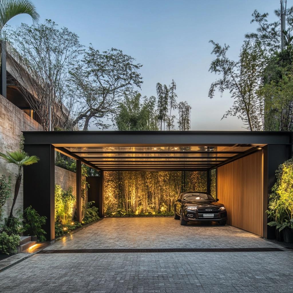 Coberturas de garagem: 10 inspirações para que também elevam a estética da sua casa. 8 Coberturas de garagem: 10 inspirações para que também elevam a estética da sua casa.