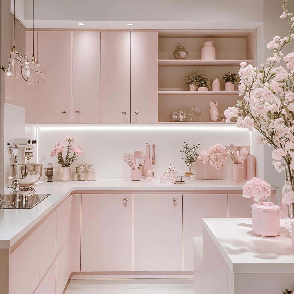 10 Projetos de Cozinha Rosa para Suspirar de Amores 8 60 Projetos de Cozinha Rosa para Suspirar de Amores