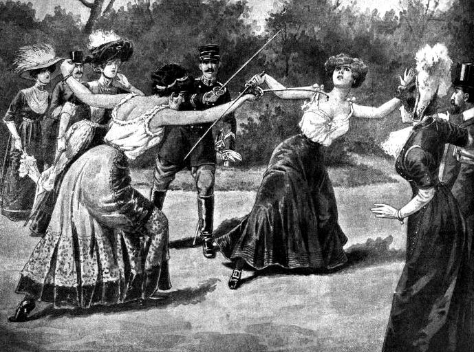 Imagem representando um duelo de damas em Paris.