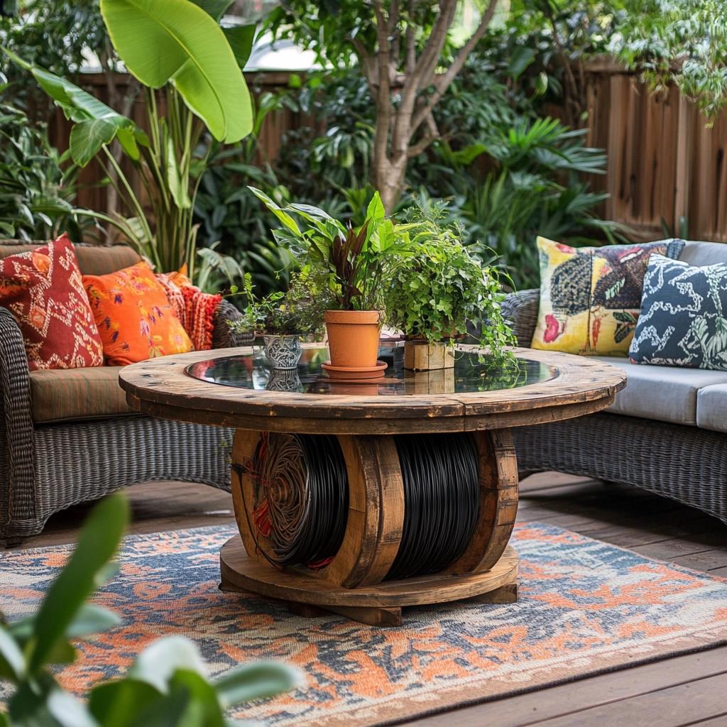 10 Ideias Incríveis para Decorar com Mesas de Carretel 6 70 Ideias Incríveis para Decorar com Mesas de Carretel