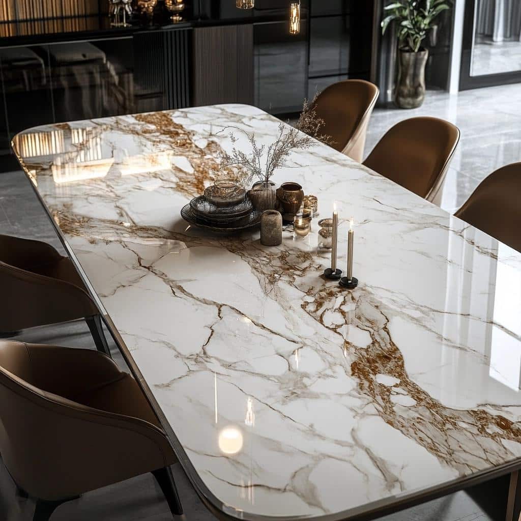 Mesa de mármore: 10 modelos elegantes para sofisticar o ambiente 4 Mesa de mármore: 55 modelos elegantes para sofisticar o ambiente