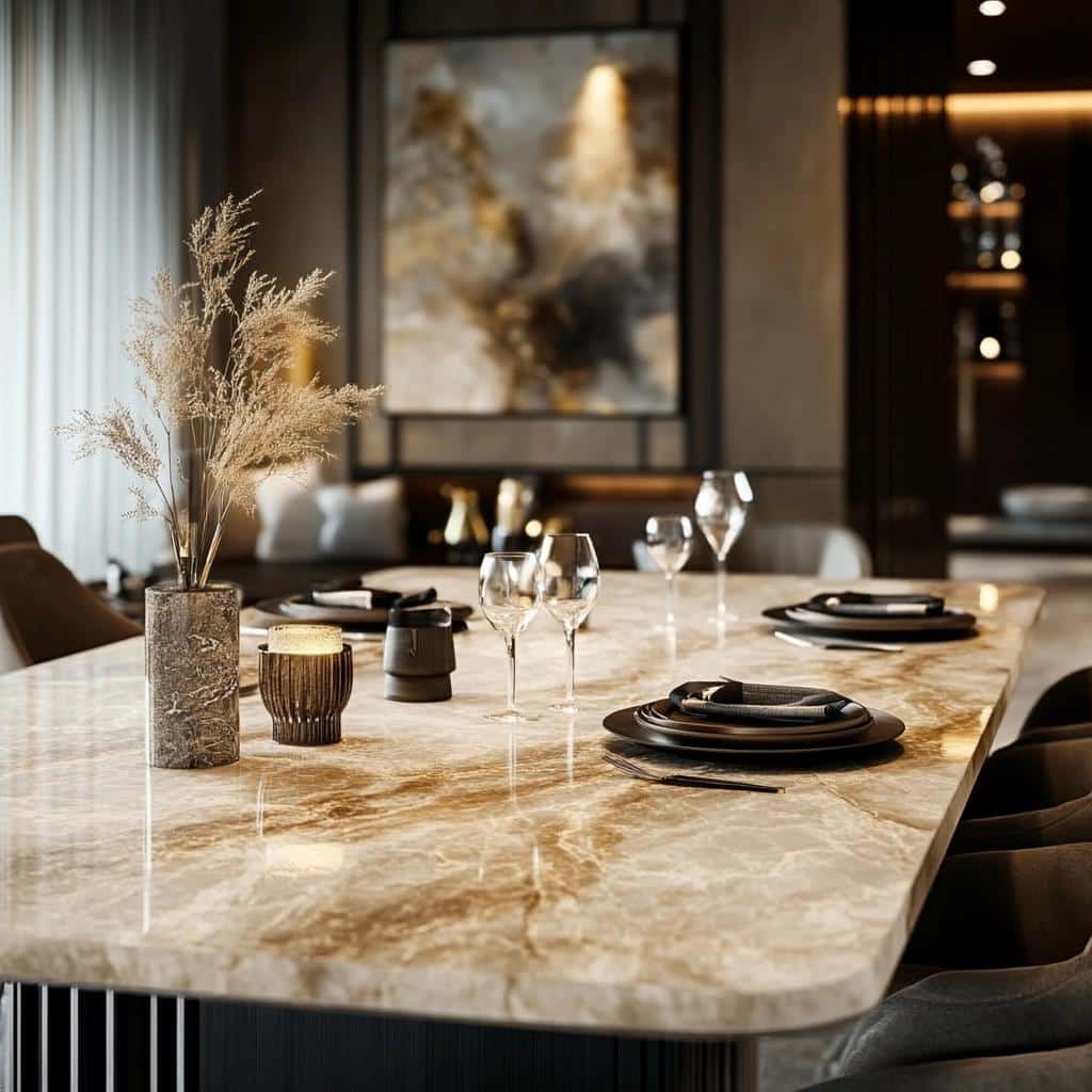 Mesa de mármore: 10 modelos elegantes para sofisticar o ambiente 6 Mesa de mármore: 55 modelos elegantes para sofisticar o ambiente