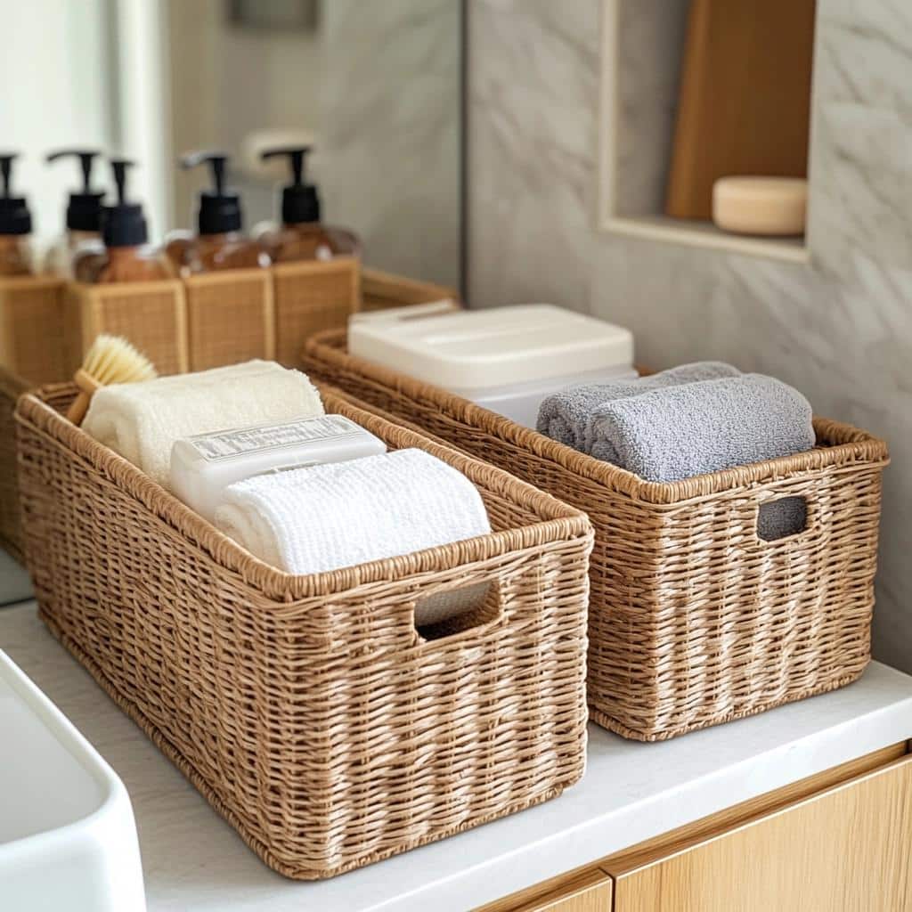 Como Organizar o Banheiro com Caixas e Cestas Decorativas 3 Como Organizar o Banheiro com Caixas e Cestas Decorativas