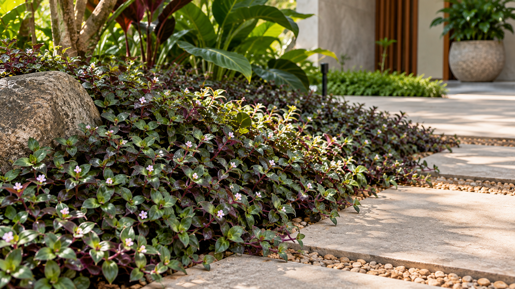 Plantas rasteiras: 10 espécies para sol, meia-sombra e sombra 2 Plantas rasteiras podem cobrir o solo, criar bordaduras e preencher espaços entre caminhos, desde que sejam escolhidas conforme luz, umidade e uso.