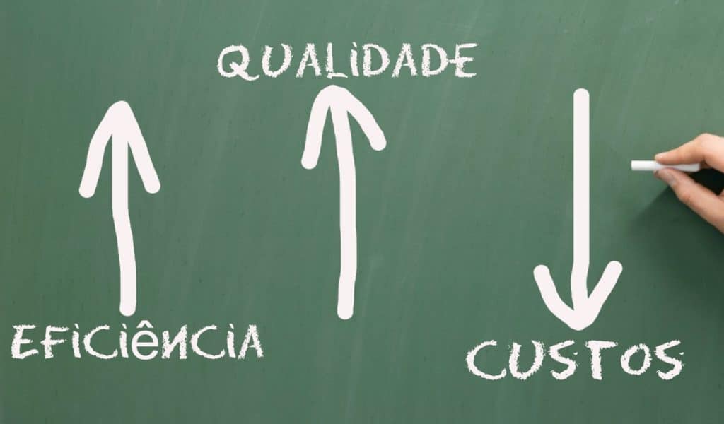 A imagem ilustra a ideia de redução de custos, com elementos relacionados a gastos e economia para a montagem de um escritório.