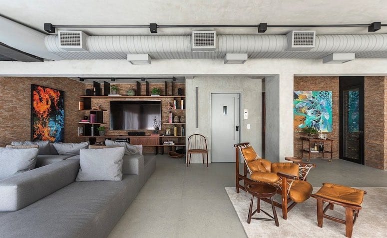 10 Ideias para Decorar uma Sala Estilo Industrial 3 Imagem de uma sala estilo industrial com um design marcante.