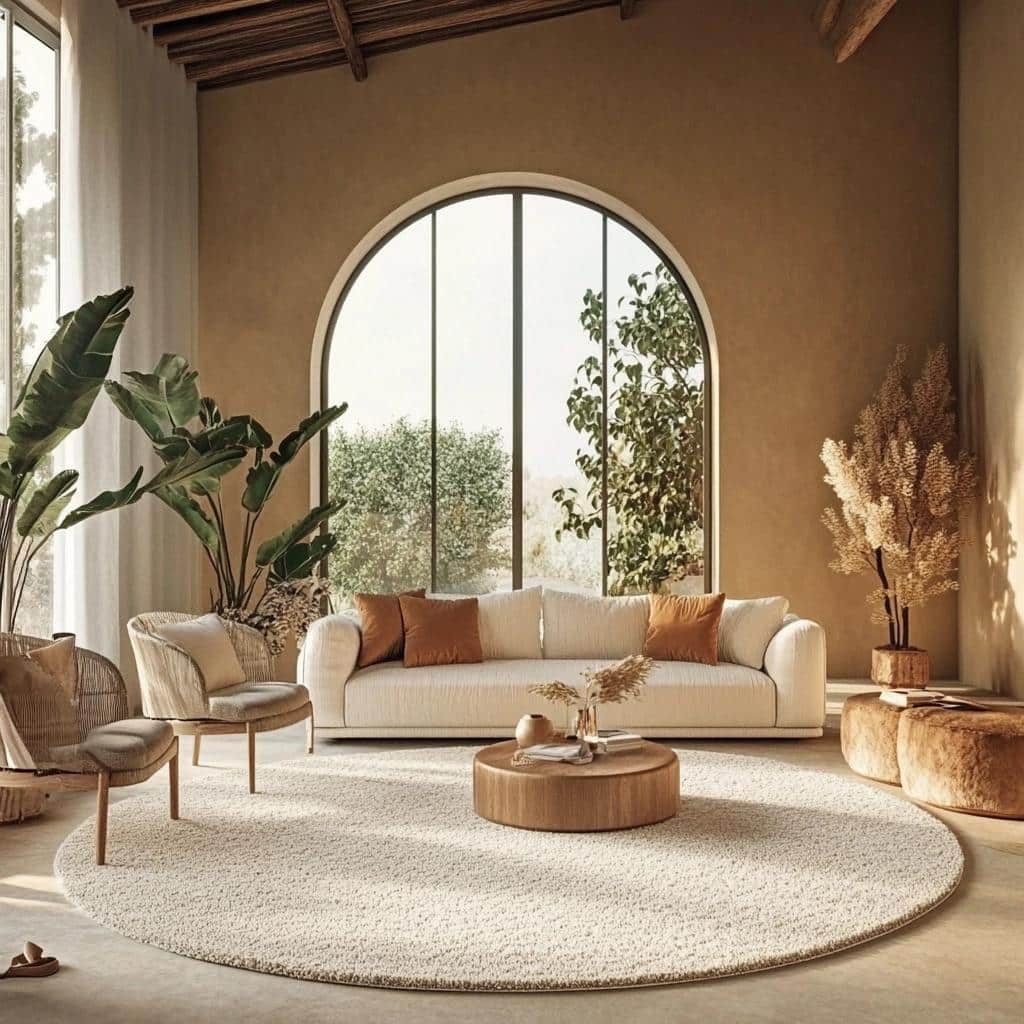 10 Inspirações de Tapete Redondo para Sala e Como Usá-los na Decoração 4 6 Inspirações de Tapete Redondo para Sala e Como Usá-los na Decoração