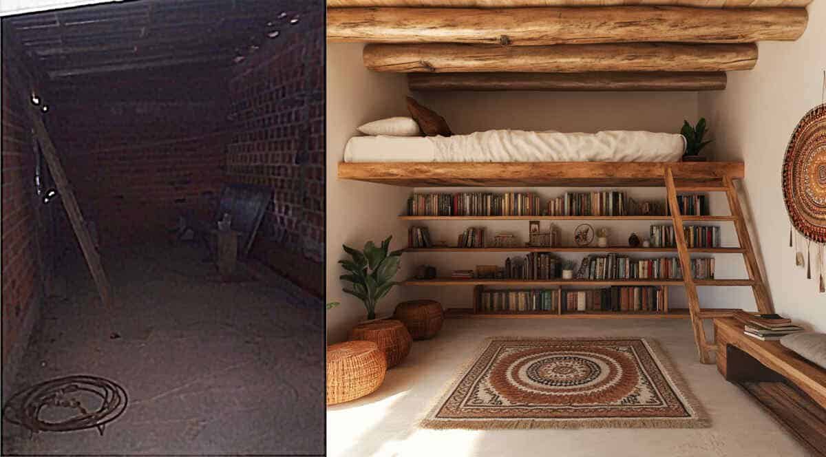 Como Transformar um Espaço Rústico em uma Biblioteca Multifuncional com Mezanino e Quarto de Visitas