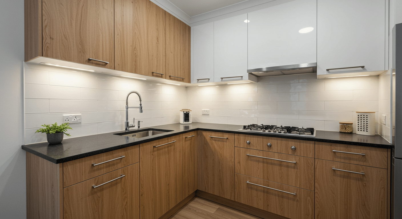Como Combinar Armários Amadeirados e Brancos na Cozinha para Criar um Visual Moderno e Aconchegante 2 Como Combinar Armários Amadeirados e Brancos na Cozinha para Criar um Visual Moderno e Aconchegante