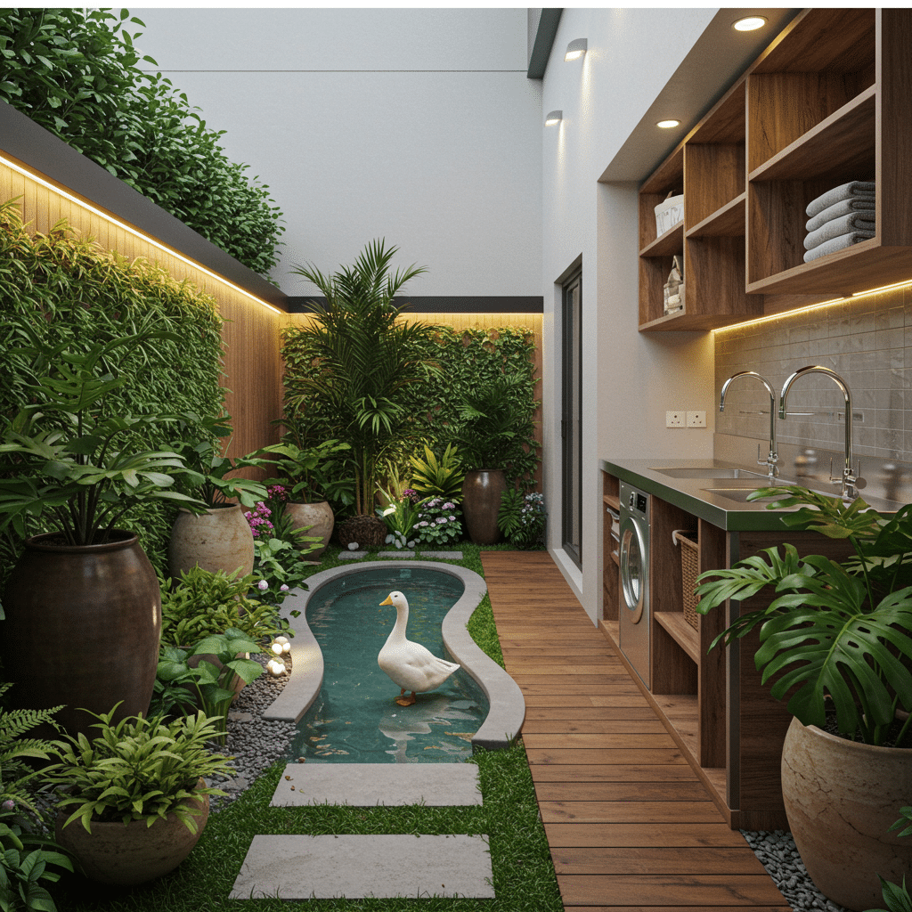 Transformando um Quintal Abandonado: Jardim Tropical, Piscina para Gansas e Lavanderia Moderna. 3 Transformando um Quintal Abandonado Jardim Tropical Piscina para Gansas e Lavanderia Moderna