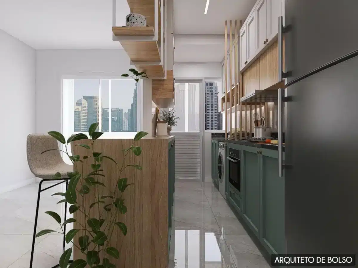 Balcões de Cozinha: Ideias para Transformar Seu Espaço 7 Balcão de cozinha com acabamento contemporâneo, ideal para ambientes pequenos.