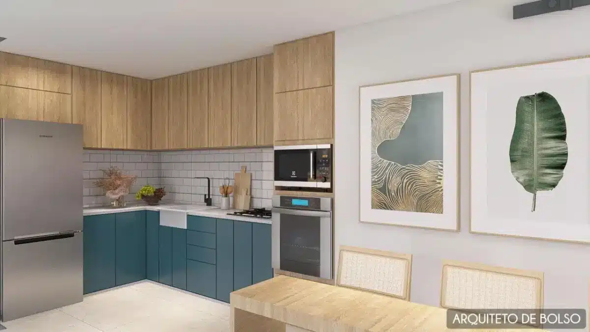 Balcões de Cozinha: Ideias para Transformar Seu Espaço 5 Balcão de cozinha integrado à sala, com decoração minimalista e natural.
