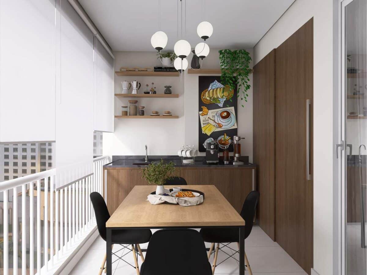 Como Montar um Cantinho do Café em Casa 9 Cantinho do café na cozinha que maximiza o espaço.