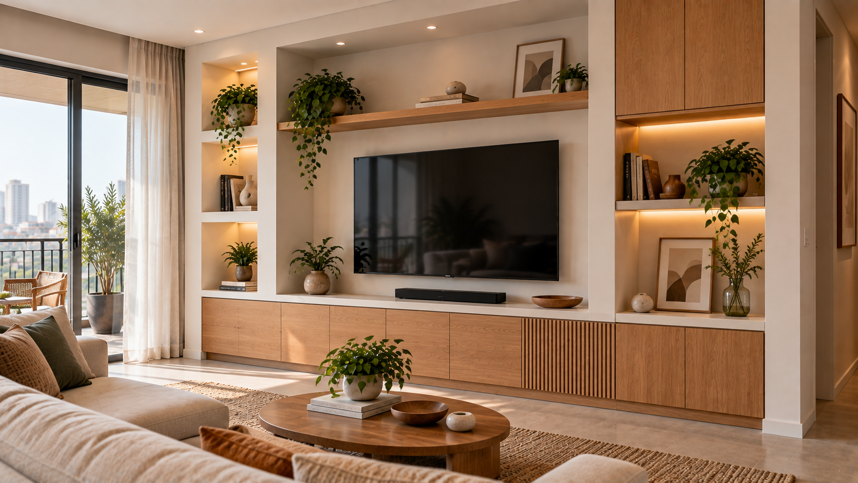 Comparação de estante de gesso para decoração, livros e TV