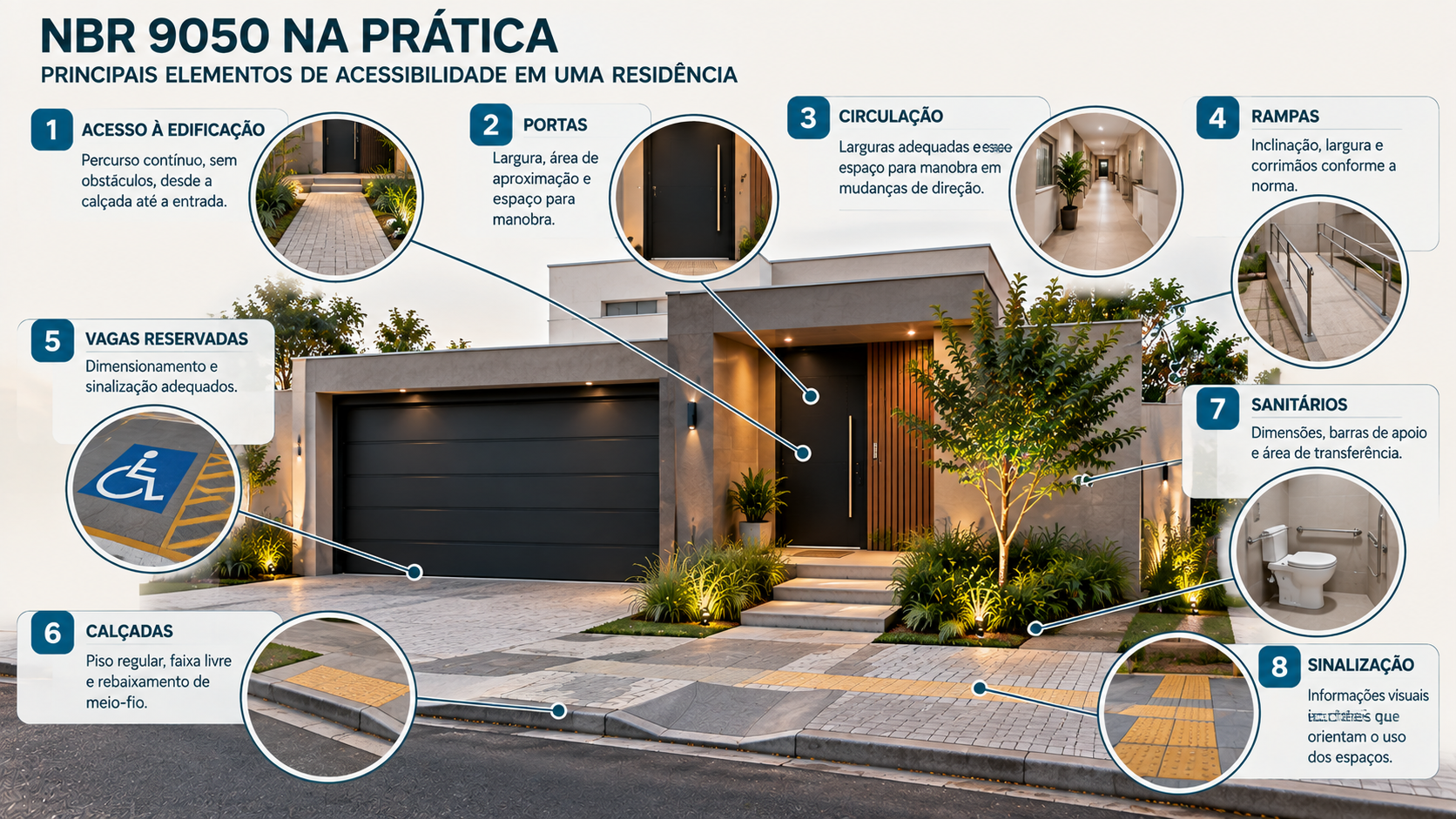 NBR 9050: Guia de Acessibilidade para Projetos e Edificações 1 Entrada acessível de edifício público com rota integrada e diferentes usuários