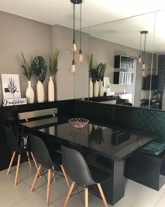 O Impacto das Cores na Decoração e no Bem-Estar 10 Psicologia das cores, decoração de sala de jantar em preto