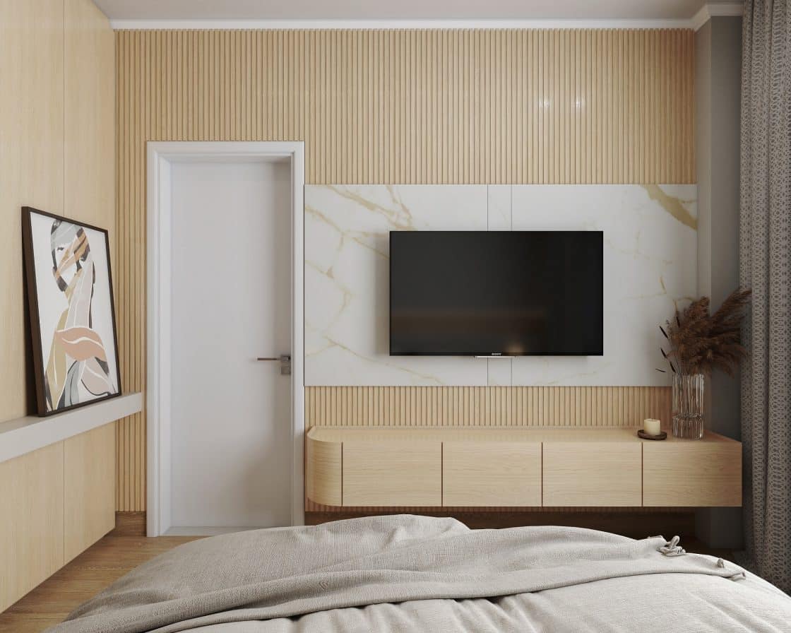 Revestimento para parede de quarto: Dicas para uma decoração moderna 7 Porcelanato pode revestir paredes inteiras ou formar detalhes (Projeto: Diovana Sinezio Arquitetura)