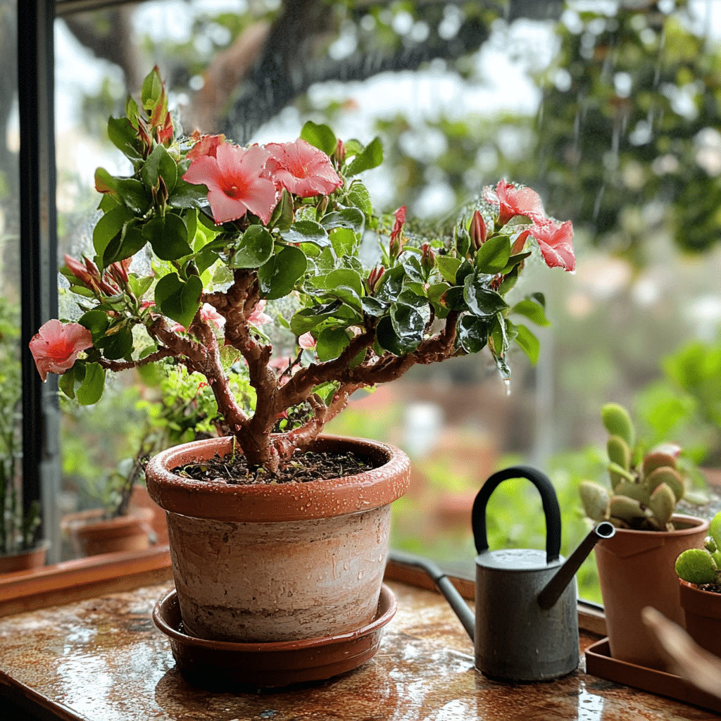 Como Cuidar da Rosa do Deserto em Dias de Chuva 1 rosa do deserto em dias de chuva