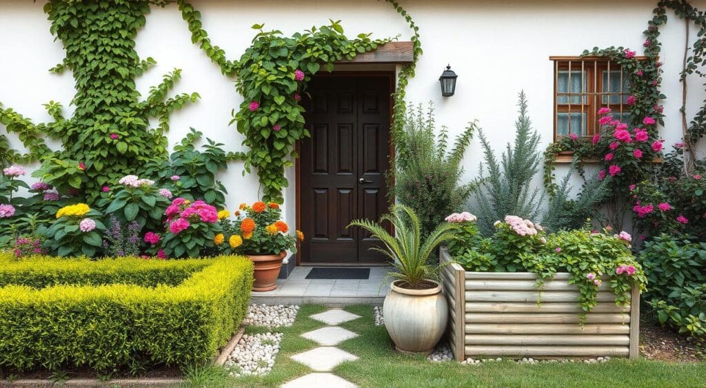 Inspire-se: Jardins Simples para a Frente da Sua Casa 5 Características dos jardins para frente de casas simples, apresentando elementos decorativos e layout.