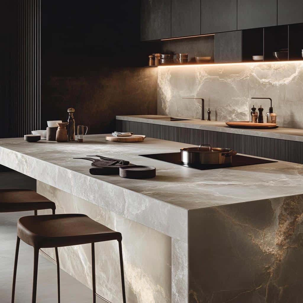 Transforme seu Ambiente: 6 Revestimentos de Porcelanato para Bancadas de Cozinha que Você Precisa Conhecer! 6 Bancada de Cozinha em Porcelanato: 6 opções de revestimento