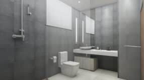 Descubra 50 Ideias Geniais para Transformar Banheiros Pequenos com Estilo! 9 Foto de banheiro cinza