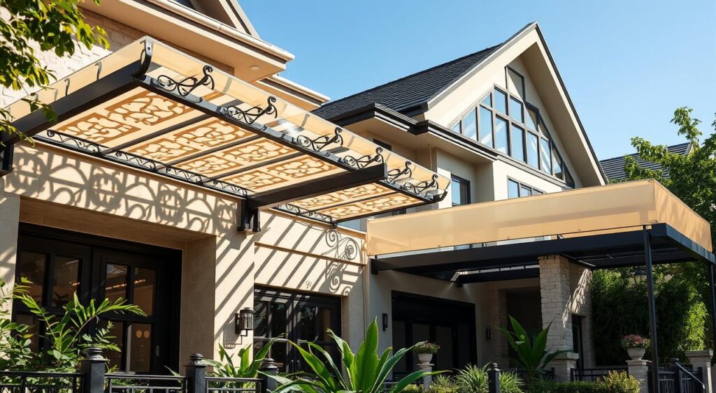 Fachadas Elegantes: Inspirações para a Frente de Casas 10 1 Brises e coberturas estéticas para fachadas.