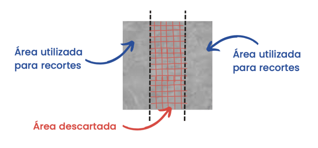 Descubra como calcular o metro quadrado ideal para otimizar a compra de porcelanato! 7 Meios costumam ser descartados nos cortes de peças maiores (Imagem: Reprodução Portobello)