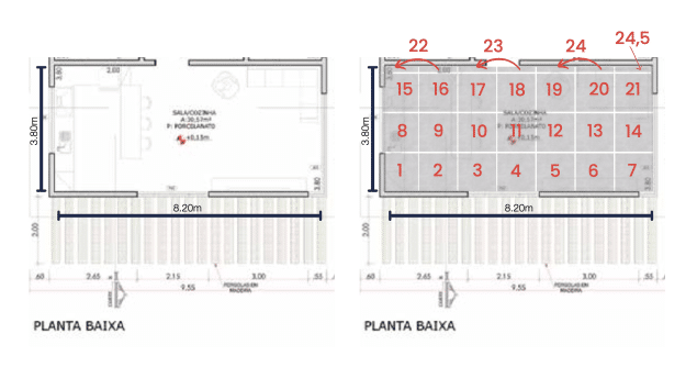 Descubra como calcular o metro quadrado ideal para otimizar a compra de porcelanato! 9 Exemplo mostra como calcular metro quadrado usando planta baixa (Imagem: Reprodução Portobello)