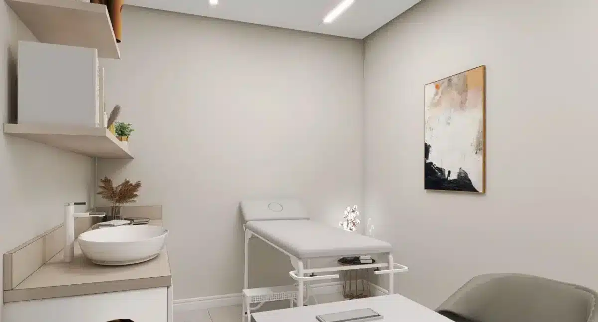 Como Decorar um Consultório com 6 Dicas Práticas 7 Sala de espera organizada e acolhedora com mobiliário apropriado.