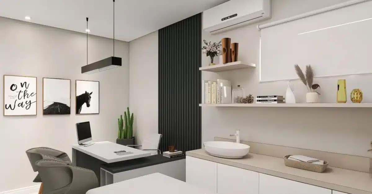 Como Decorar um Consultório com 6 Dicas Práticas 9 Consultório com decoração que promove a tranquilidade e o bem-estar dos pacientes.