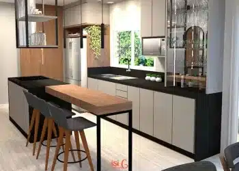 Você Está Usando o Piso Vinílico na Cozinha Corretamente? Veja os Benefícios e Dicas Essenciais! 1 Capa apresentando uma cozinha americana simples.